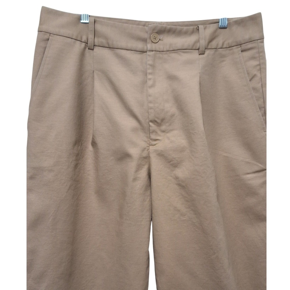 Lauren Ralph Lauren Khaki Pleated Wide Leg Cuffed Trousers Pants Tan Womens 16 - Picture 3 of 13